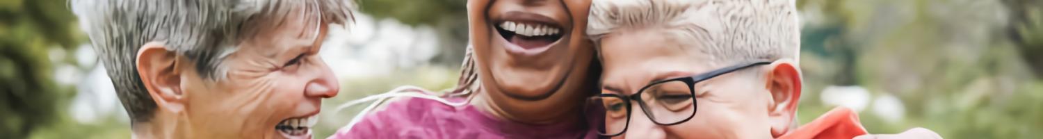 Photo of multiracial senior women having fun together